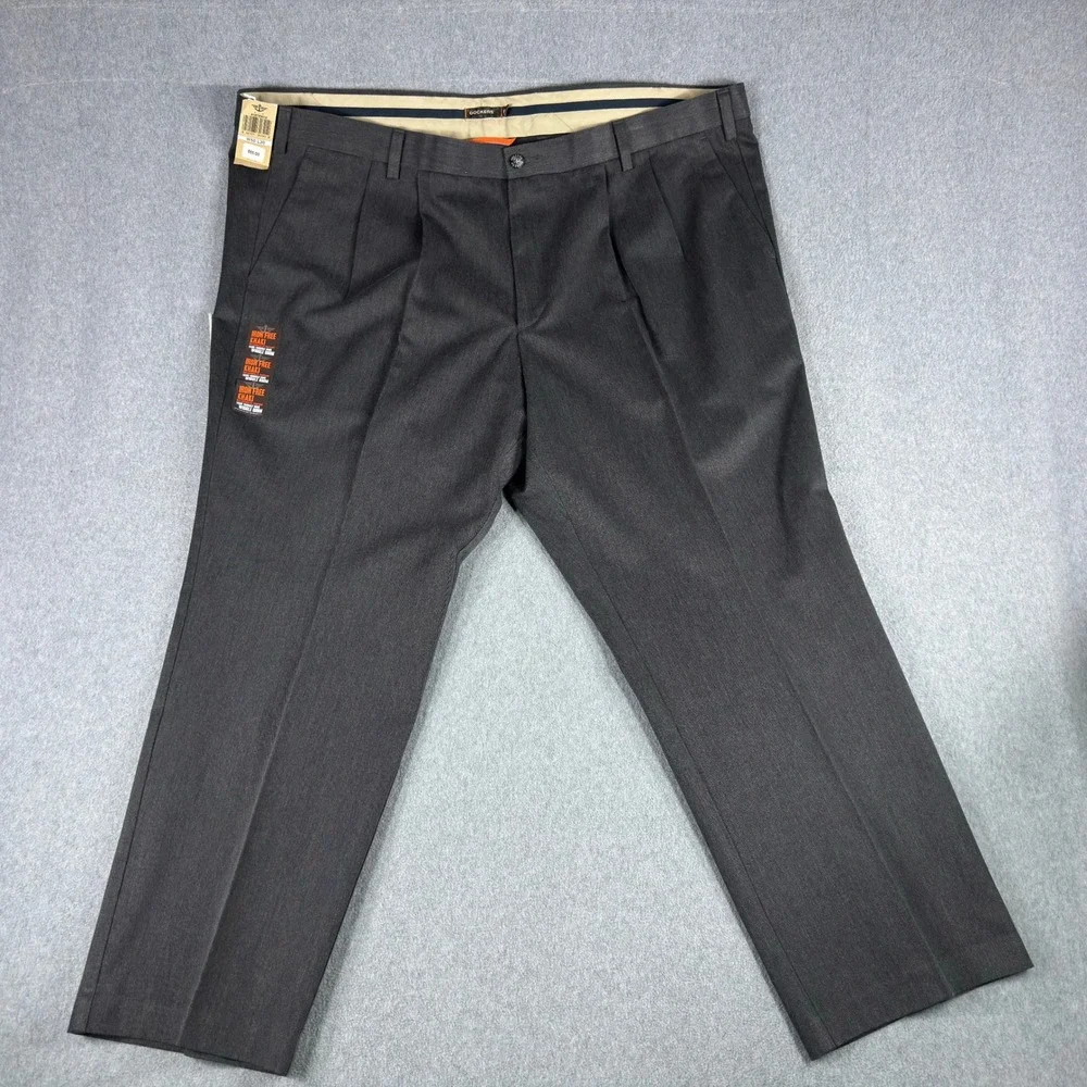Dockers Pants D3 Mens 50x30 Big & Tall Navy Gray Pleated Flex Comfort